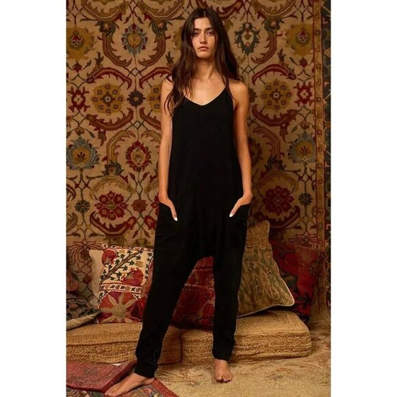 BUCKETLIST Pants - Hot for Harem Drop Crotch Jumpsuit in Black